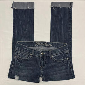 Y2K Bongo London blue distressed low rise skinny jeans Sz 3 Scenecore Emo Grunge